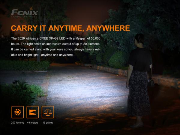 Fenix E02R 200 Lumen Şarjlı Mini Fener